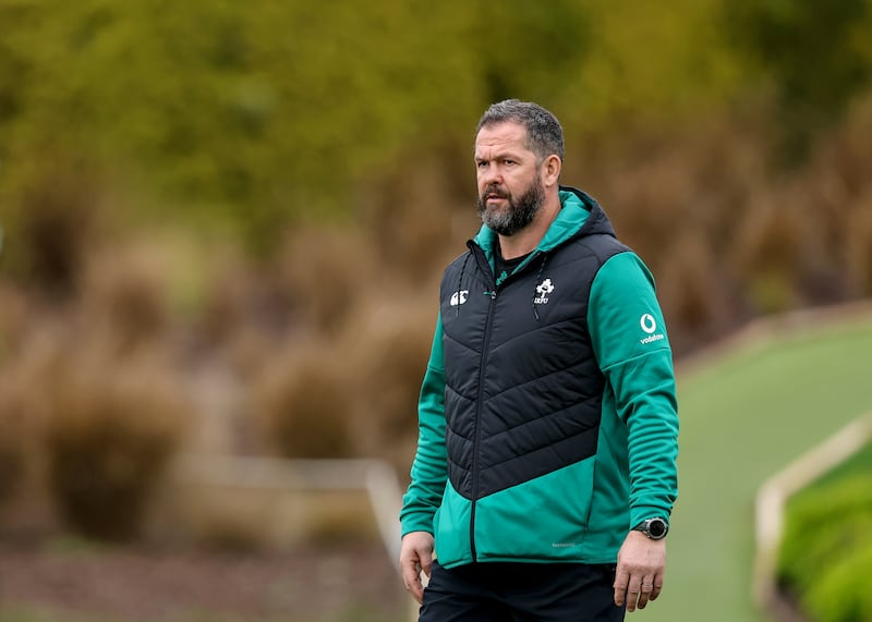 Head coach Andy Farrell in Quinta do Lago, Portugal during Ireland's pre-tournament training camp. Photograph: Ben Brady/Inpho
