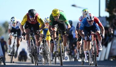 Vuelta a Andalucia stage 3: Milan Fretin (l) takes the win in a three-way duel
