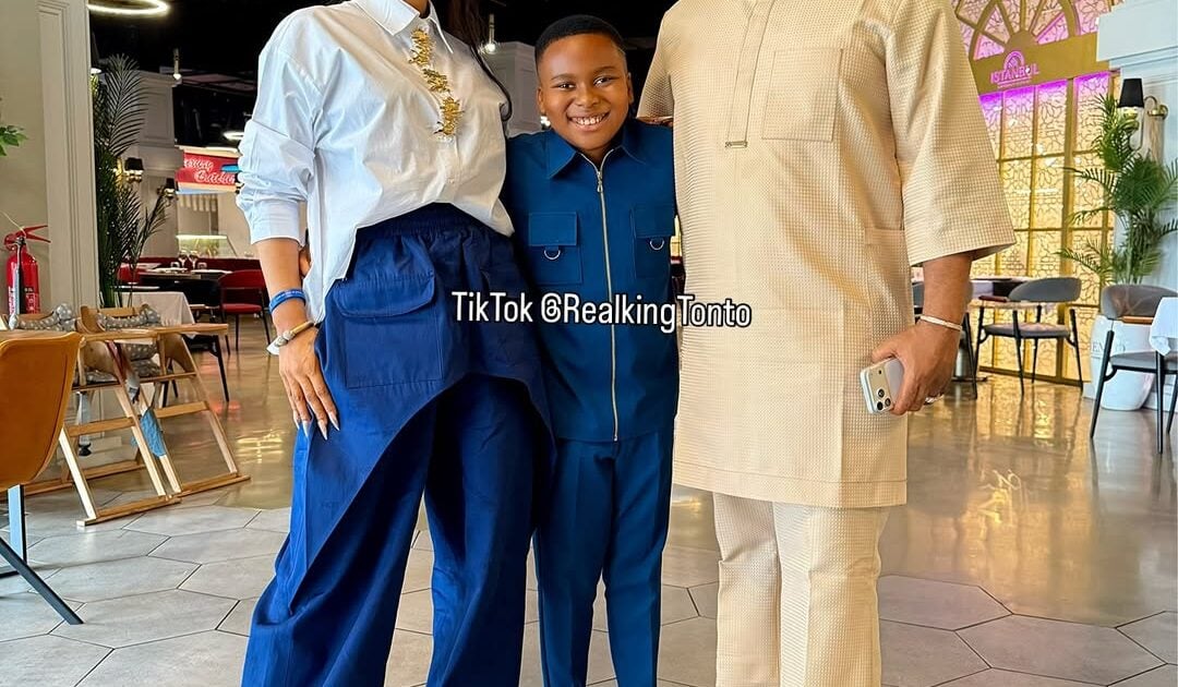 Tonto Dikeh reunites son with Olakunle Churchill after split