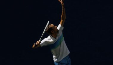 Daniil Medvedev in action ahead.