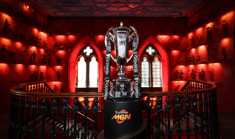 The Six Nations trophy, pictured at Edinburgh Castle during last week's tournament launch. Photograph: Dan Sheridan/Inpho