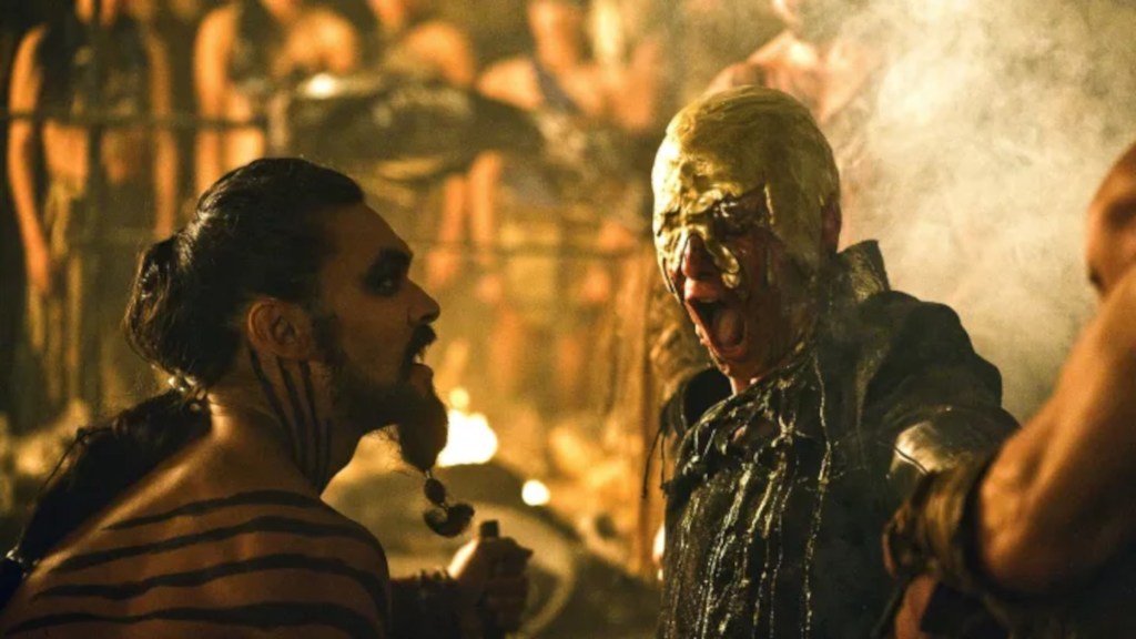 Khal Drogo pouring molten gold over Viserys in Game of Thrones