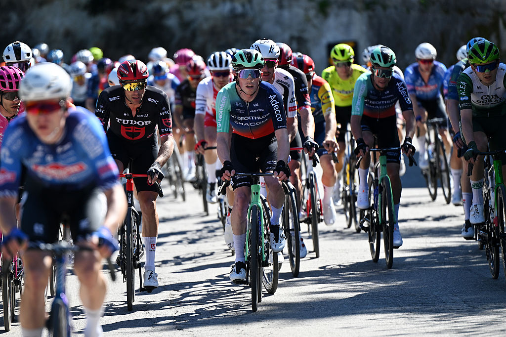 LOULE, PORTUGAL - FEBRUARY 22: Stan Dewulf of Belgium and Team Decathlon CMA CGM competes during the 52nd Volta ao Algarve em Bicicleta 2026, Stage 5 a 148.4km stage from Faro to Malhao - Loule 512m on February 22, 2026 in Loule, Portugal. (Photo by Dario Belingheri/Getty Images)