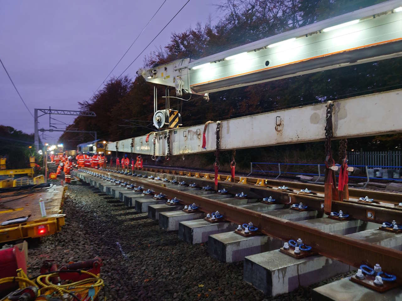 Installing points at the new Cambridge South Station. // Credit: Network Rail