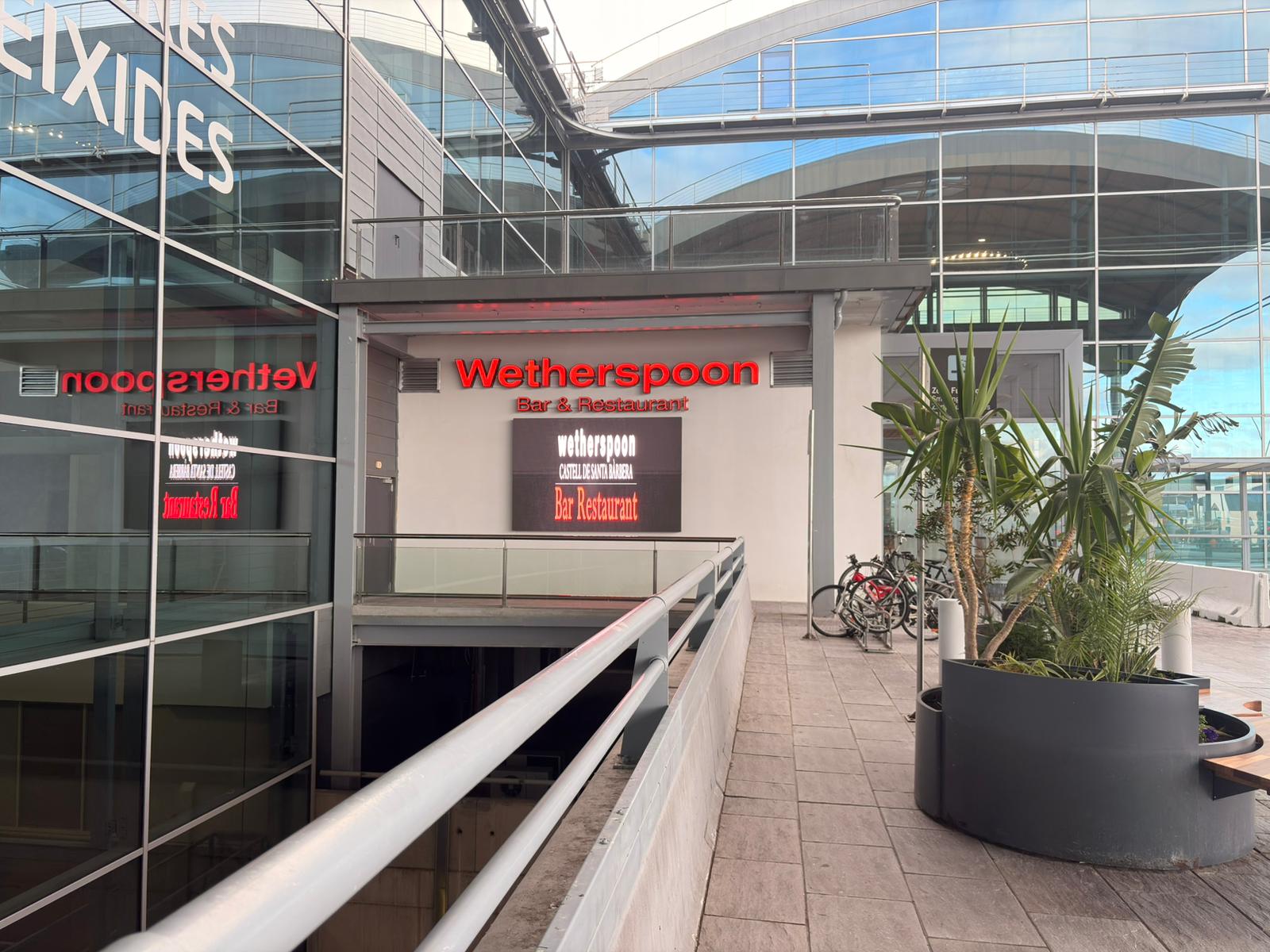 Wetherspoons signage from outside the airport