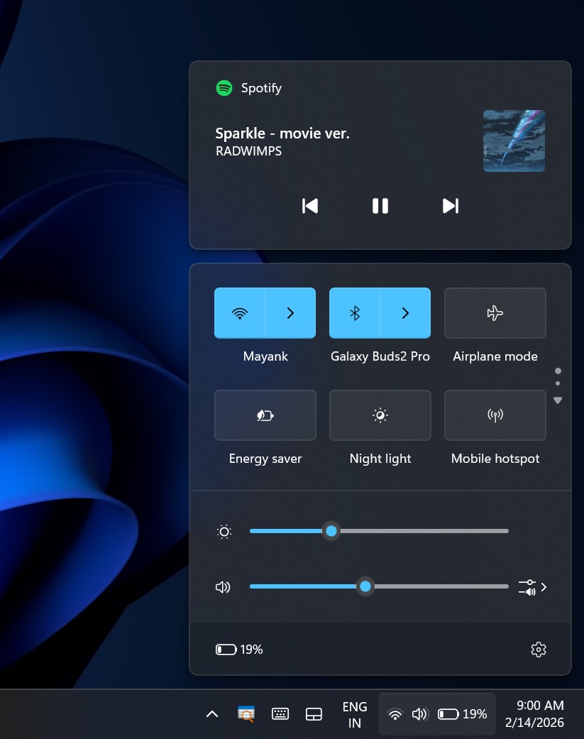 Windows 11 Quick Settings