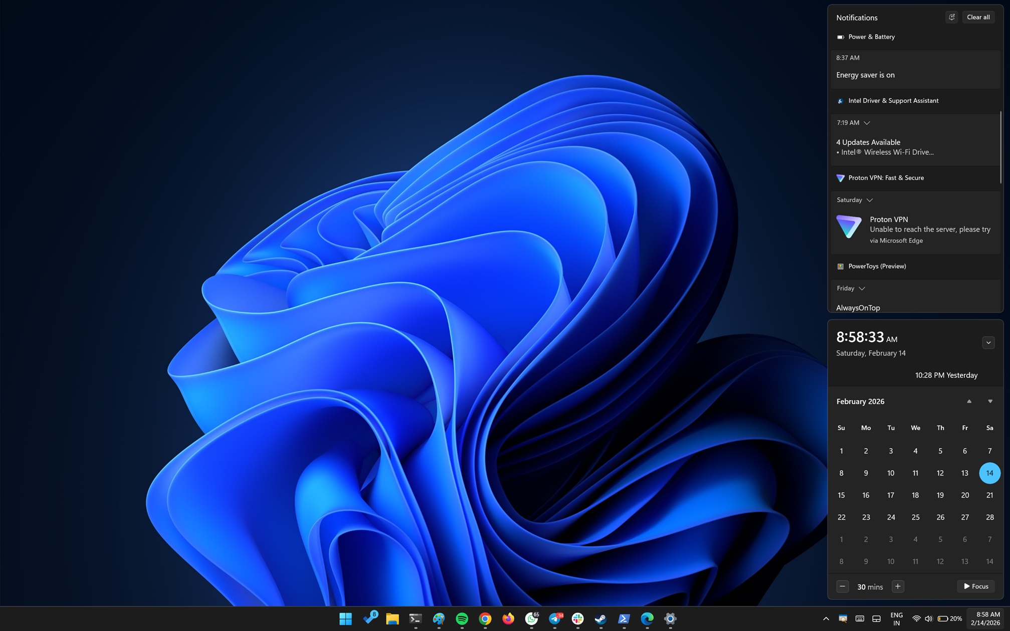 Windows 11 right side
