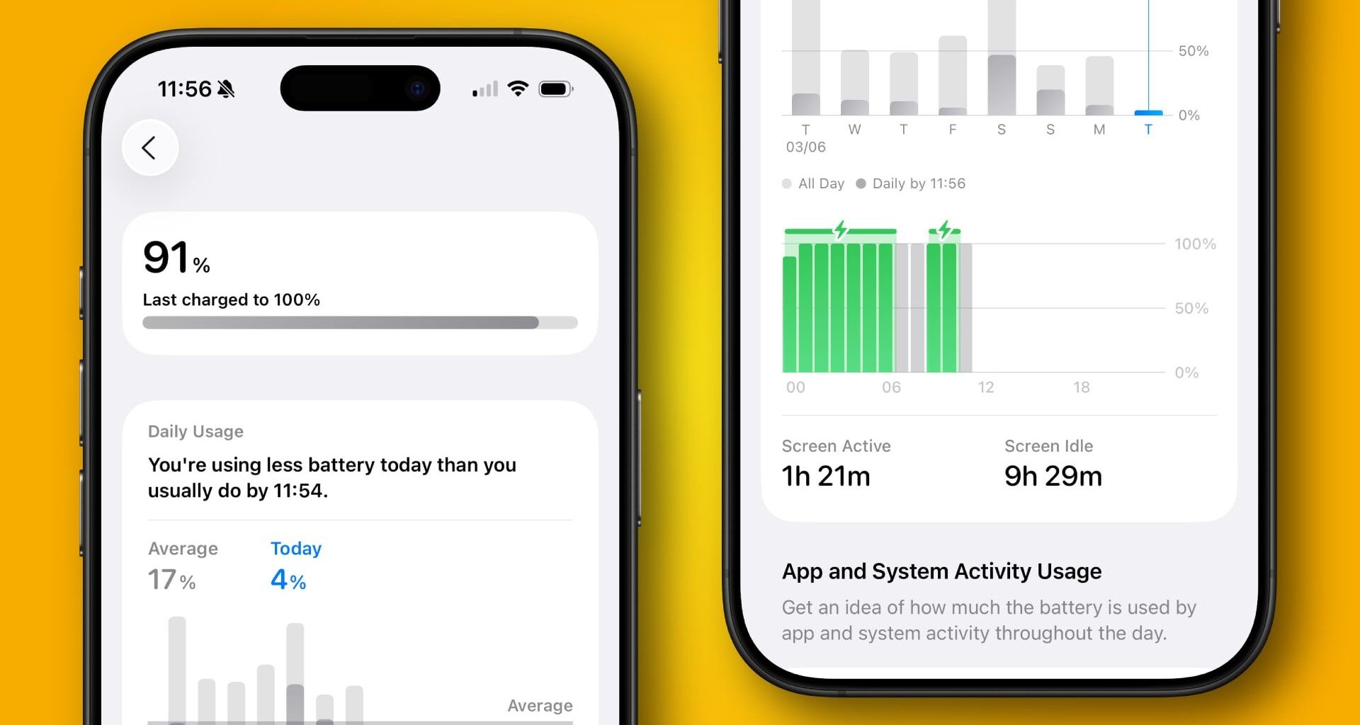 iOS 26 features shown on two iPhone 16 Pro models.