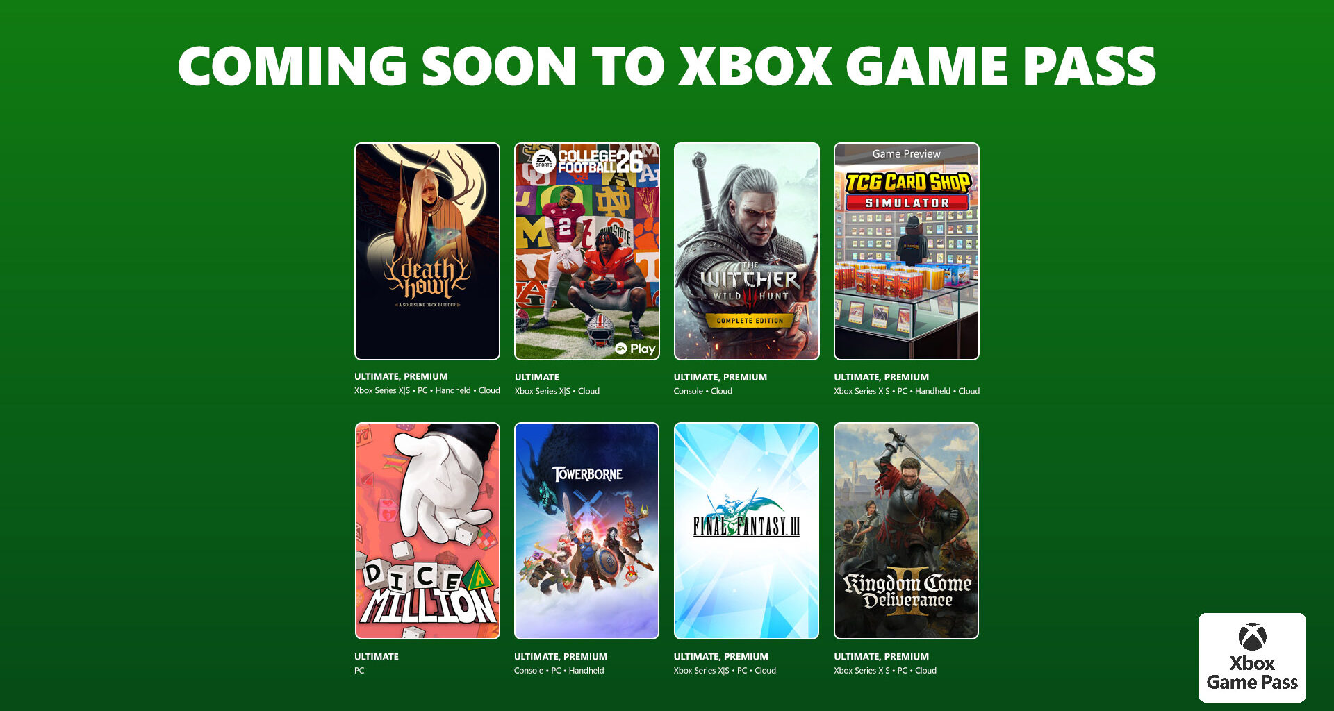 Coming to Xbox Game Pass: Kingdom Come Deliverance II, The Witcher 3: Wild Hunt, EA Sports College Football 26, and More!
