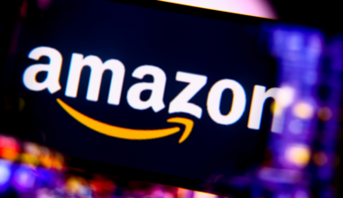 Amazon logo is screened on a mobile phone for illustration photo. Krakow, Poland on October 17th, 2024.