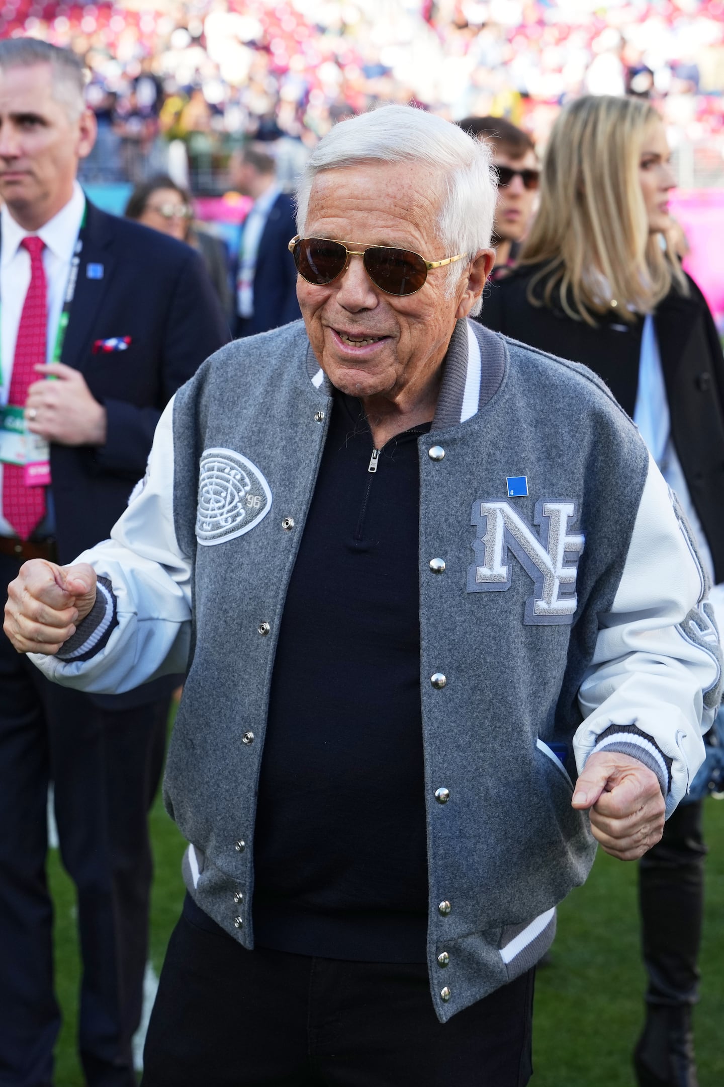 New England Patriots owner Robert Kraft attended the NFL Super Bowl 60 football game against the New England Patriots, Sunday in Santa Clara, Calif.