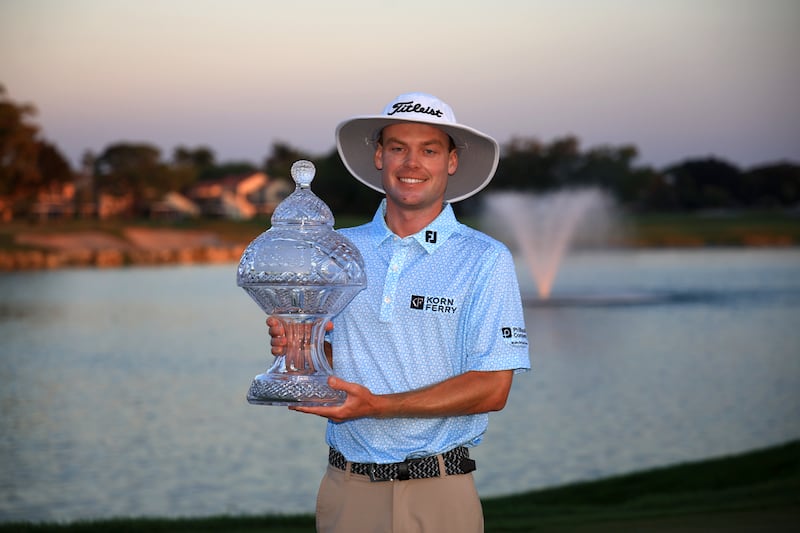 Joe Highsmith poses with the trophy after winning last year's Cognizant Classic at PGA National Resort And Spa in Palm Beach Gardens, Florida. Photograph:  Mike Ehrmann/Getty Images