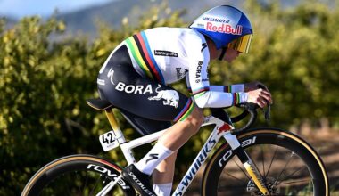 ALGINET, SPAIN - FEBRUARY 05: Remco Evenepoel of Belgium and Team Red Bull - BORA - hansgrohe competes during the 77th Volta Comunitat Valenciana 2026, Stage 2 a 17km individual time trial stage from Carlet to Alginet on February 05, 2026 in Alginet, Spain. (Photo by Szymon Gruchalski/Getty Images)