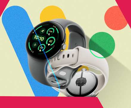A Google Pixel Watch 3 and the Wear OS logo in the background.