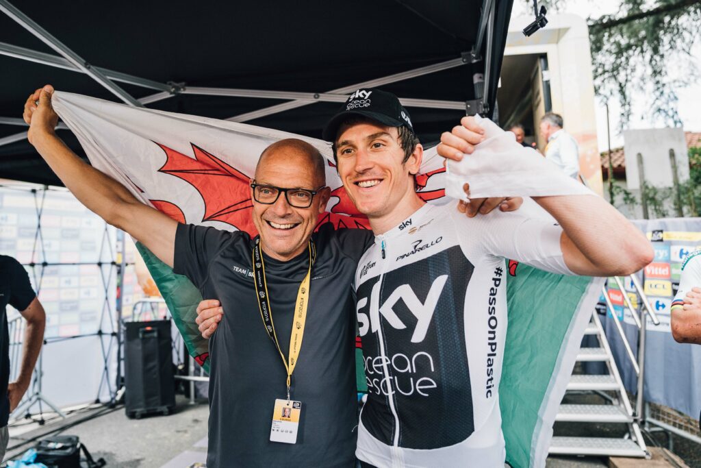Sir Dave Brailsford with Geraint Thomas, 2018 Tour de France