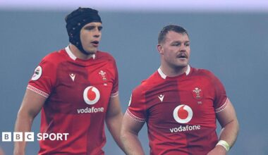 Dafydd Jenkins alongside Dewi Lake on the pitch