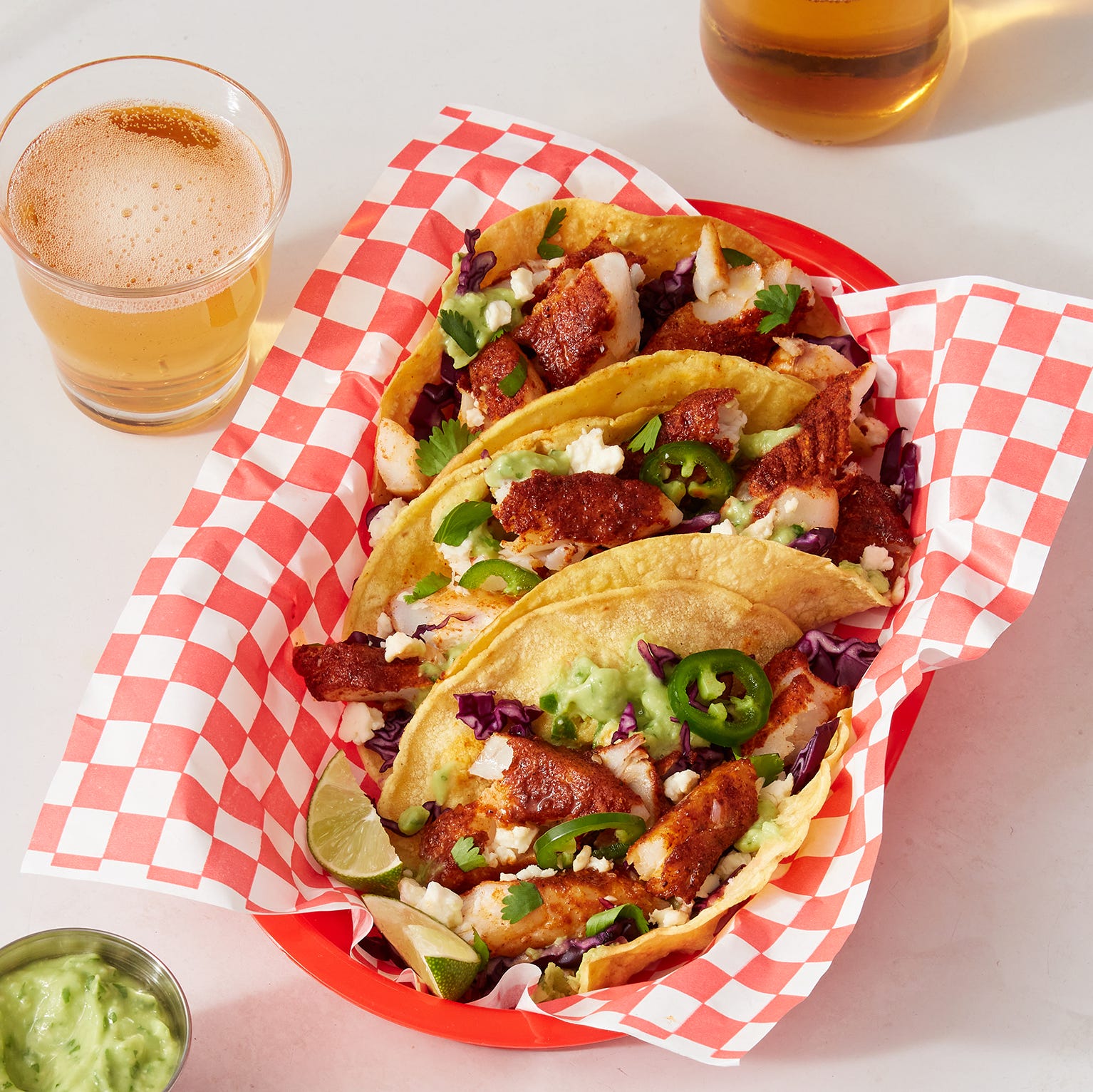 air fryer cod tacos with avocado salsa