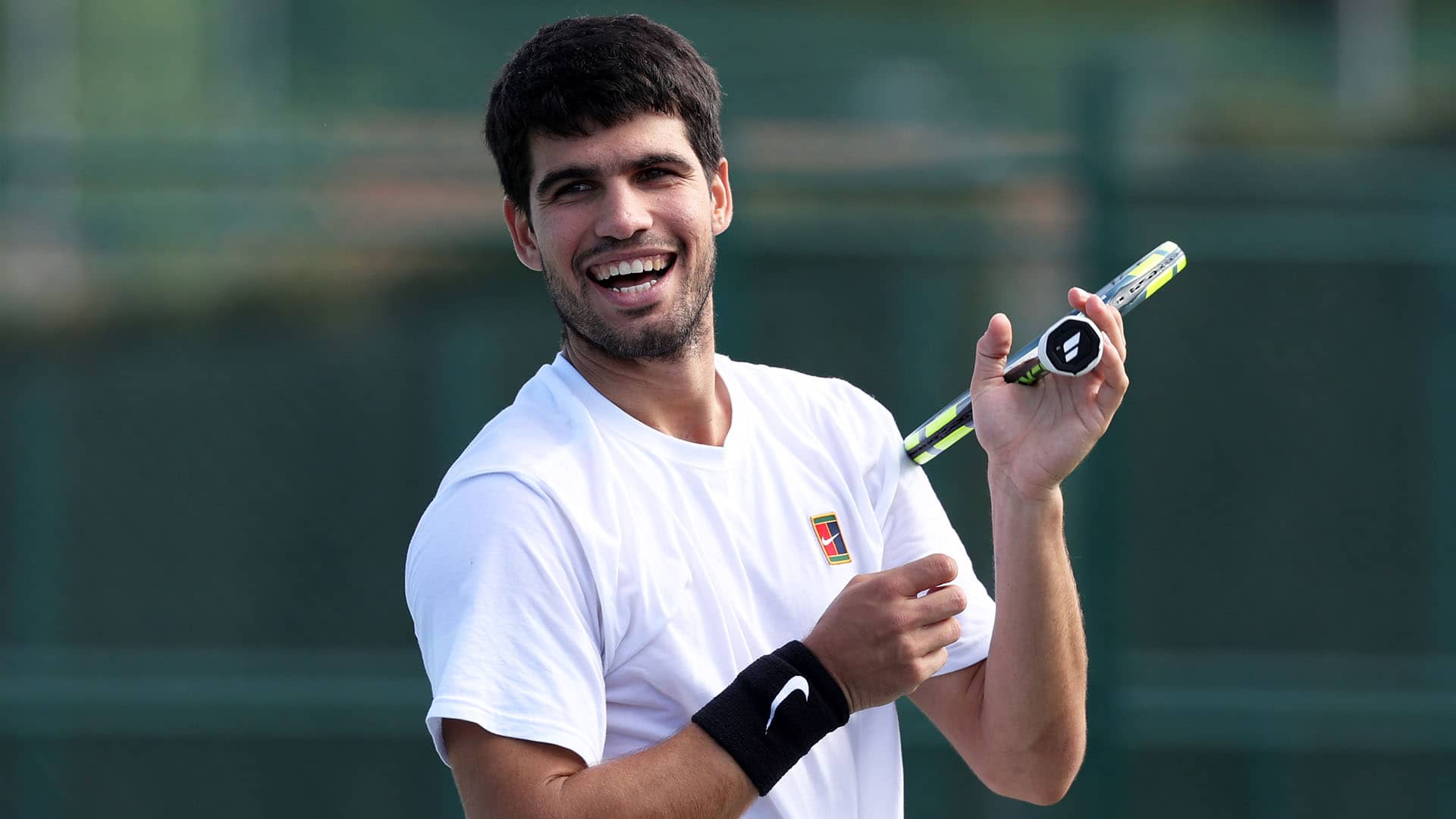 Carlos Alcaraz during a practice session earlier this week in Spain.
