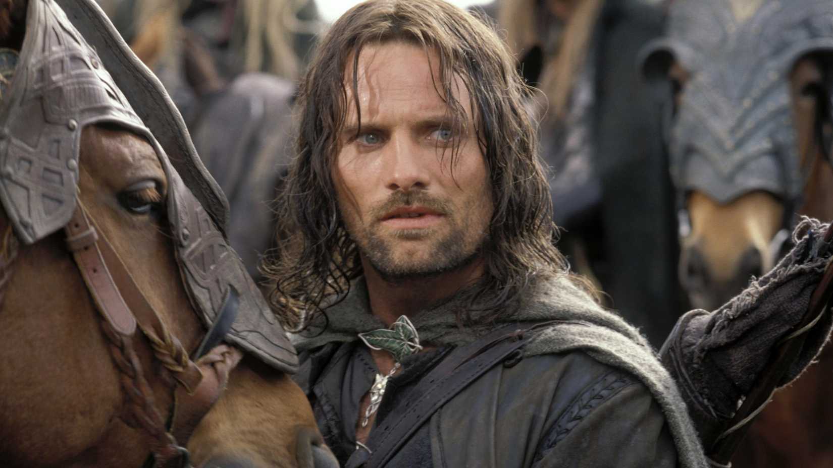 Aragorn looking concerned in The Lord of the Rings The Two Towers