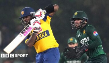 Wanindu Hasaranga of Sri Lanka playing a shot during the International T20 series between Sri Lanka and Pakistan