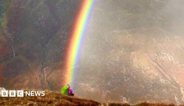 A short-eared owl in flight, low over grassland.