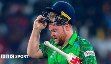A dejected Paul Stirling walks off after being dismissed for just six runs on Sunday