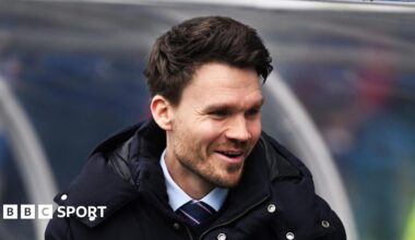 Danny Rohl smiles on the touchline before Rangers' Scottish Cup tie against Queen's Park
