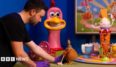 A man setting up a Chicken Run installation