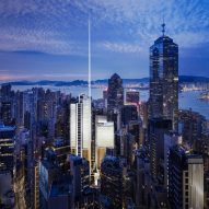 Skyscrapers in Hong Kong at night