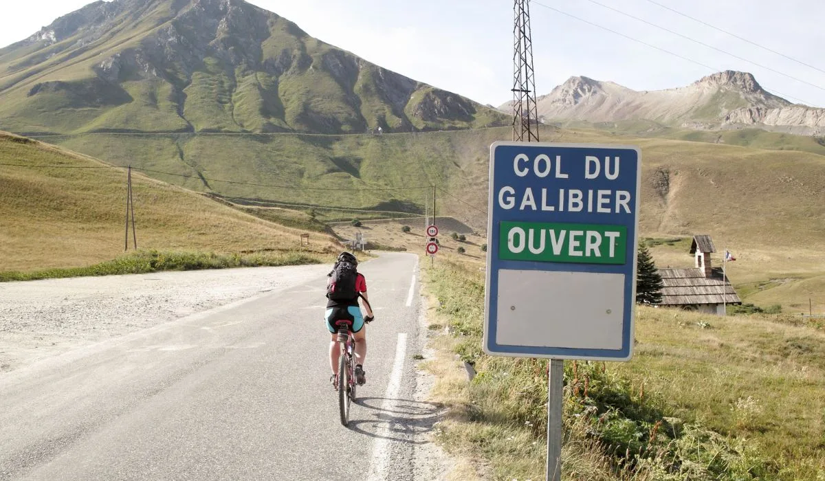 Uphill to Col de Galibier in the Alps.