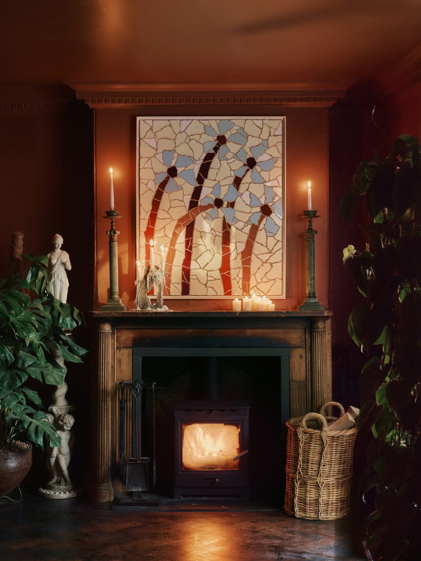 Fireplace in hotel designed by House of Dre