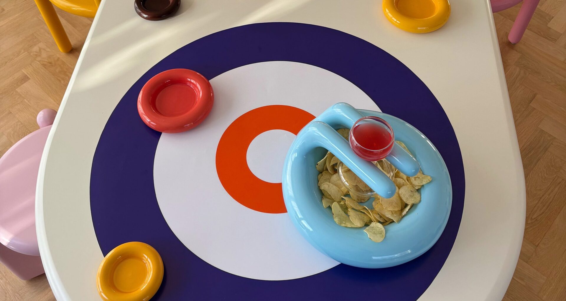 Sky blue Curling Bowl on dining table