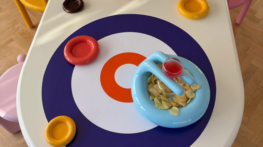 Sky blue Curling Bowl on dining table
