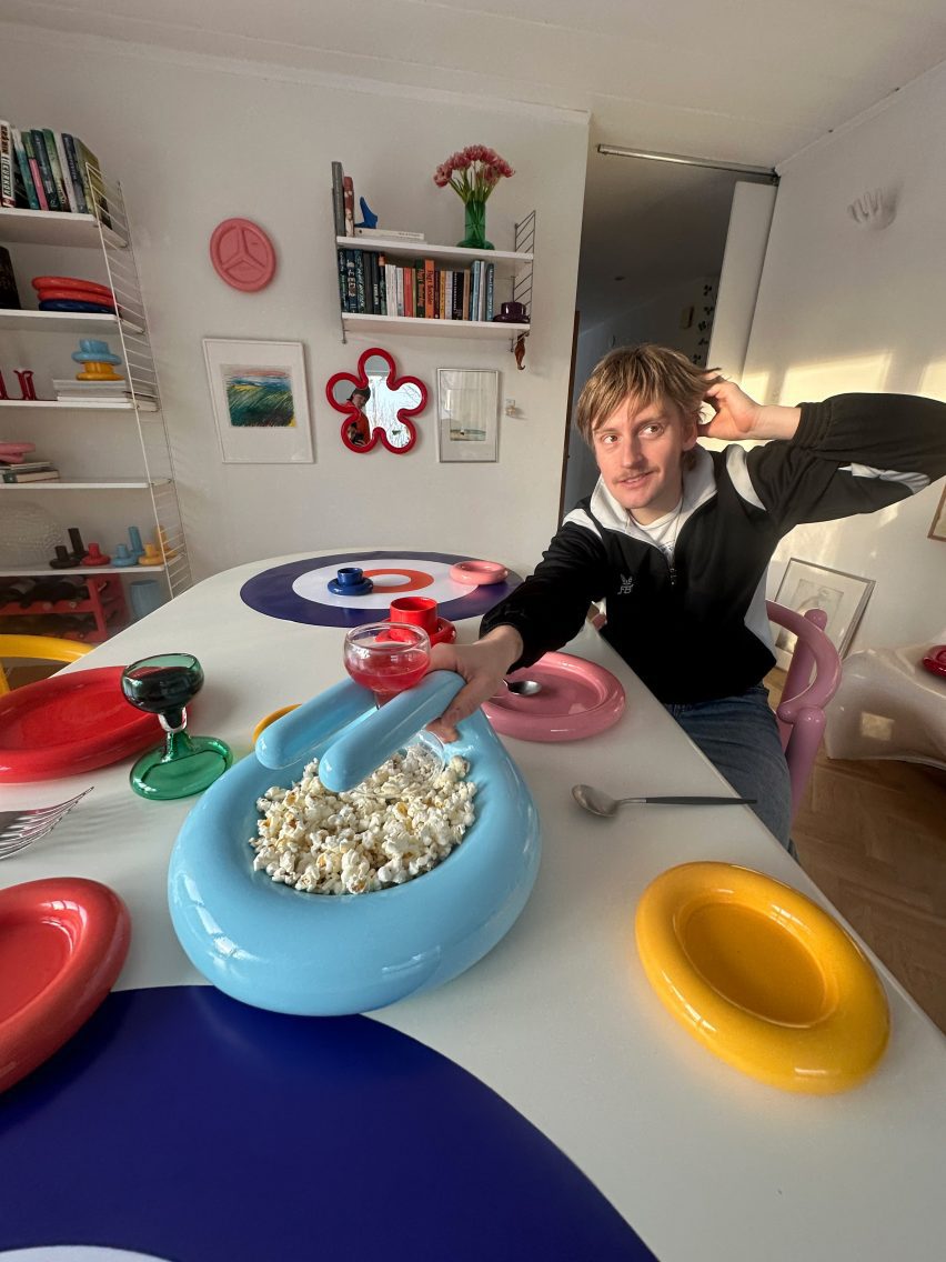 Sky blue Curling Bowl on dining table