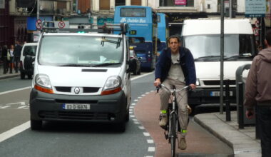Cyclist in Dublin (licensed CC BY 2.0 on Flickr by Teyvan Petttinger)