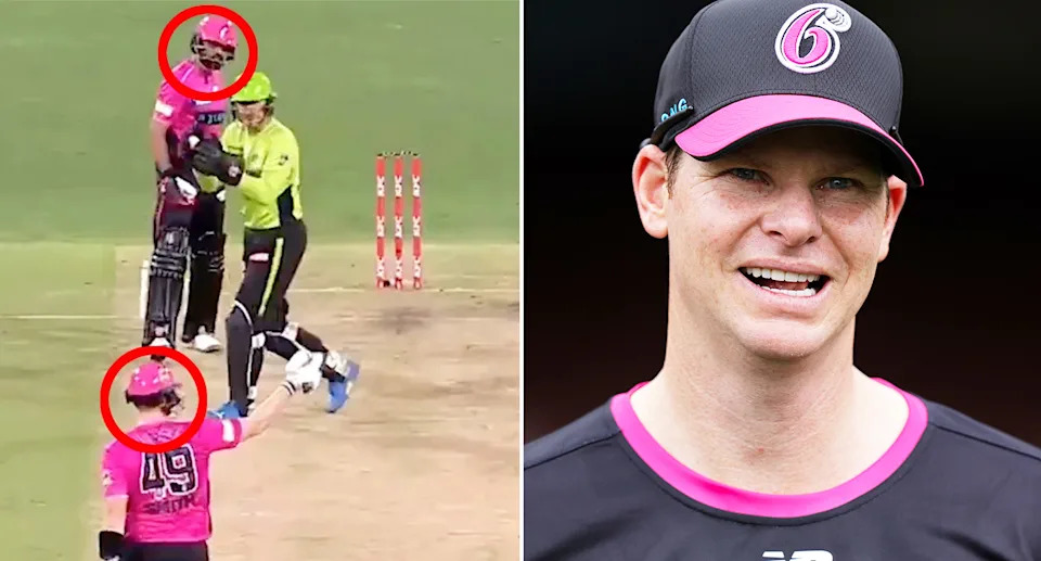 Steve Smith clashed with Babar Azam in the BBL and is now set to be paid more than double what his Sydney Sixers teammate is earning in the Pakistan Super League. Pic: Fox Cricket/Getty   
