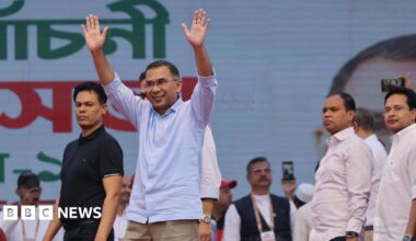Bangladesh Nationalist Party (BNP) chairman Tarique Rahman gestures during an election campaign rally, ahead of the national election at Pallabi, in Dhaka, Bangladesh, February 8, 2026.