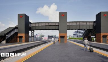 A computer generated image shows what the new railway bridge will look like at Luton station