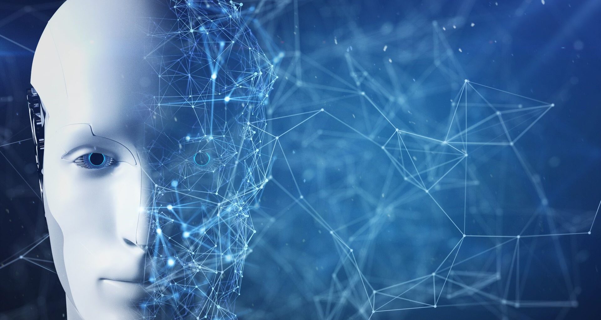 Half of Artificial Intelligence robot face