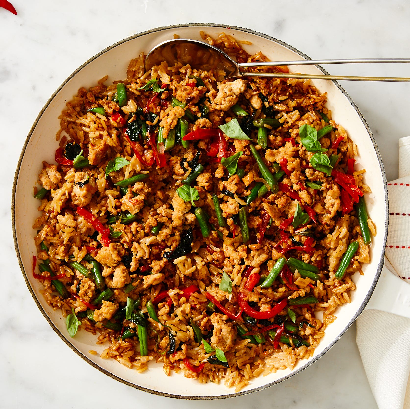one skillet creamy thai basil chicken