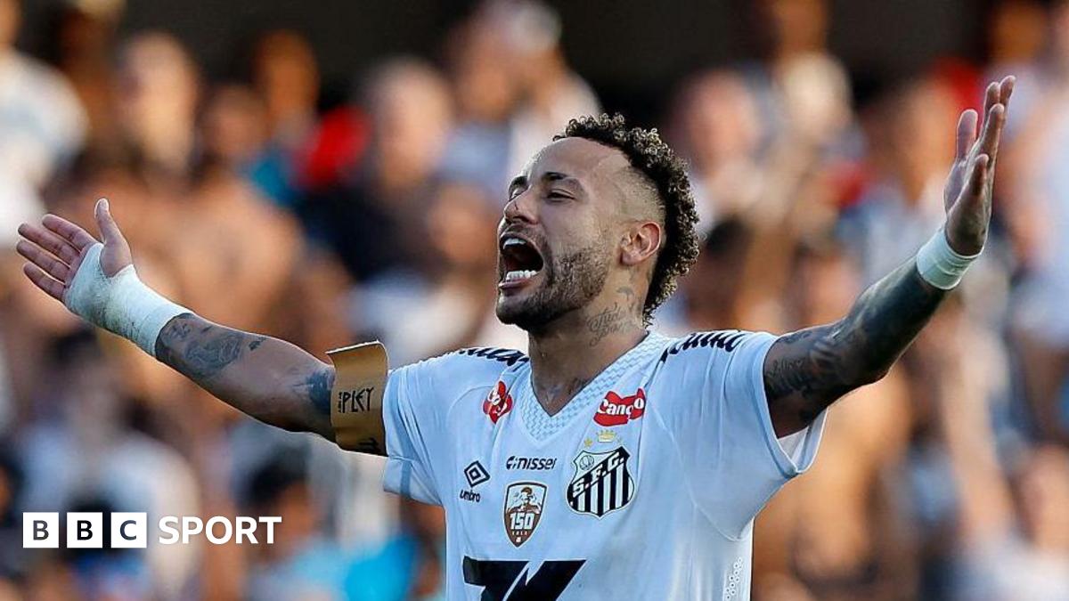 Santos forward Neymar celebrating a goal
