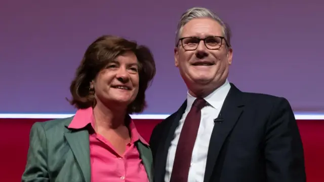 Eluned Morgan, seen here with Sir Keir Starmer at the 2025 Labour conference, was silent on the future of Sir Keir Starmer yesterday