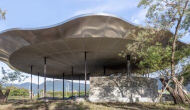 cycling station by Studio APL floats next to taiwan's dapo pond