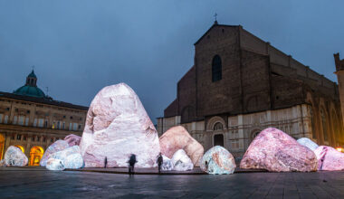 ENESS installs inflatable boulders in bologna's piazza maggior