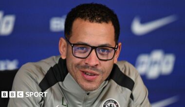 Liam Rosenior during a Chelsea news conference