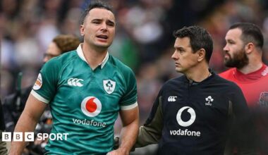 James Lowe limps off in the first half of Ireland's record win over England