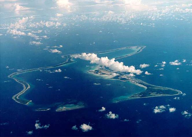 An undated file photo shows Diego Garcia, the largest island in the Chagos archipelago and site of a major US military base in the middle of the Indian Ocean leased from Britain in 1966. 