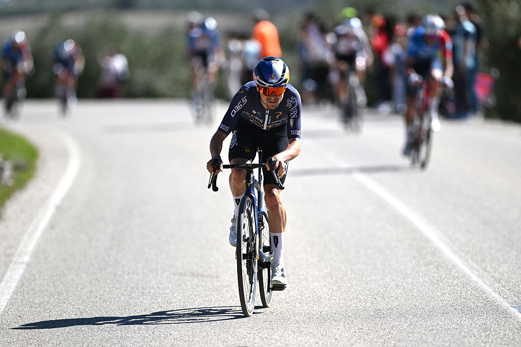 LUCENA, SPAIN - FEBRUARY 22: Stage winner Thomas Pidcock of Great Britain and Team Pinarello Q36.5 Pro Cycling attacks during the 72nd Vuelta a Andalucia Ruta Ciclista Del Sol 2026, Stage 5 a 167.8km stage from La Roda de Andalucia to Lucena on February 22, 2026 in Lucena, Spain. (Photo by Szymon Gruchalski/Getty Images)