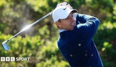 Rory McIlroy tees off