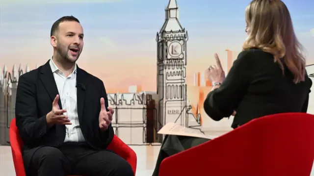 Zack Polanski speaks to Laura Kuenssberg in the BBC studio.